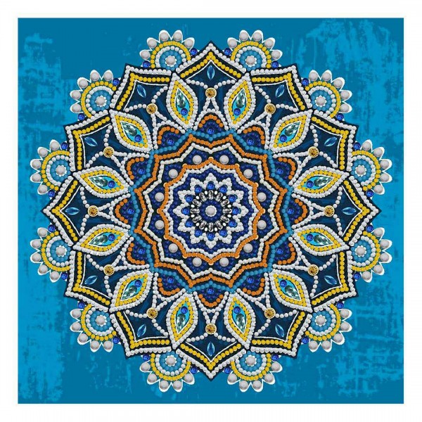 Mandala Blauw Geel | Glow in the Dark