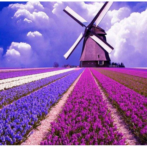 Paars Landschap met Molen