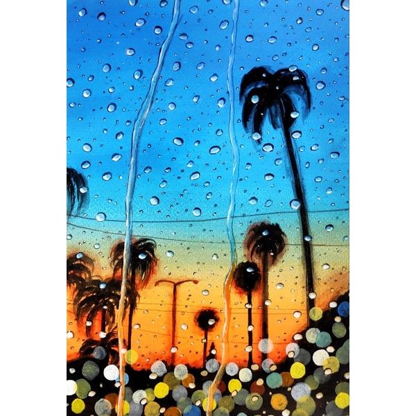 Regendruppels op het raam