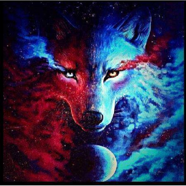 Blauw met Rode Wolf