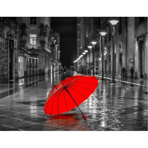 Rode Paraplu in de Regen