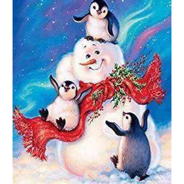 Pinguins met Sneeuwpop