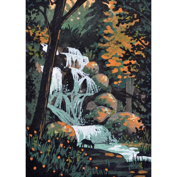 Waterval in jungle bij zonsondergang