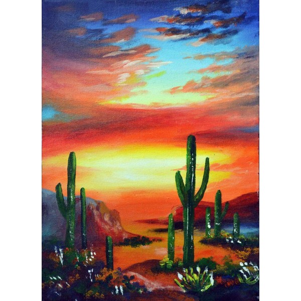 Cactus in zonsondergang